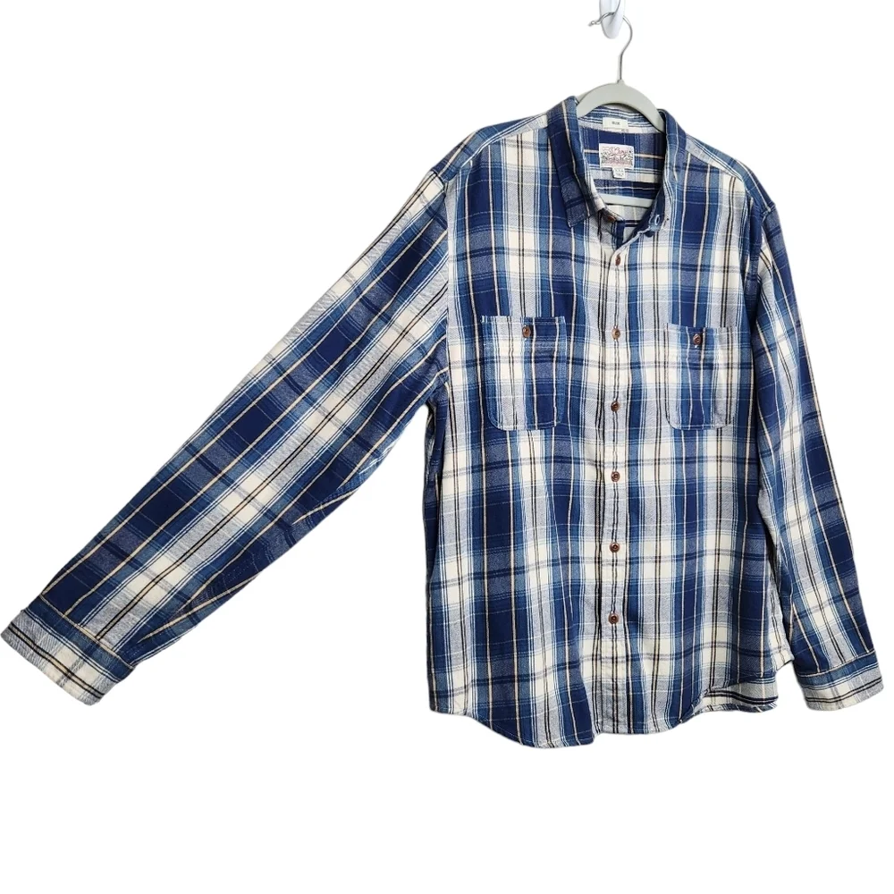 J. Crew Slim Fit Mid-Weight Flannel Double Brushed Long Sleeve Men's Size 2XL